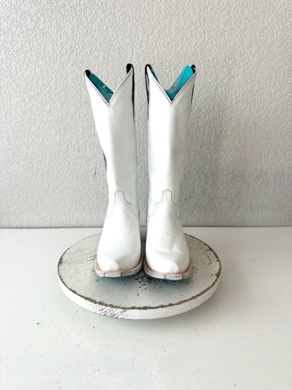 Lane EMMA JANE White Cowboy Boots Western Cowgirl Mid Calf Tall Snip Toe Sz 7 - Picture 5 of 11